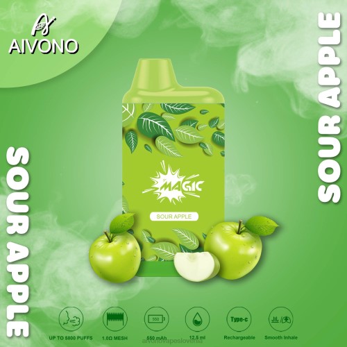 Aivono AIM MAGIC 5800 cigaretnih škatlic kislo jabolko 4J4F87 - Aivono Vape Slovenia