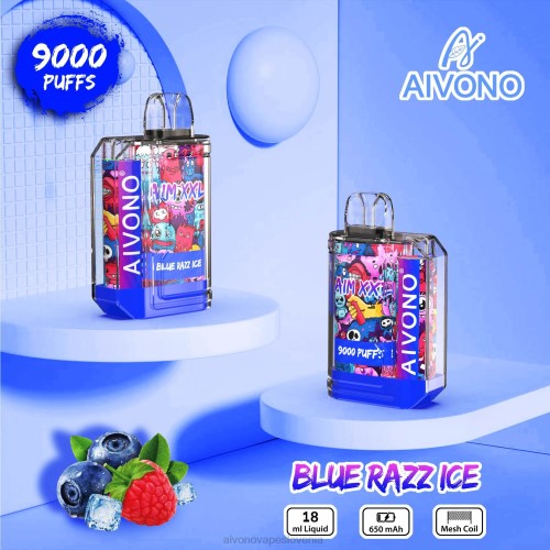 Aivono AIM XXL 9000 prozorna nalepka za usta modri razz led 4J4F54 - Aivono Vape Review