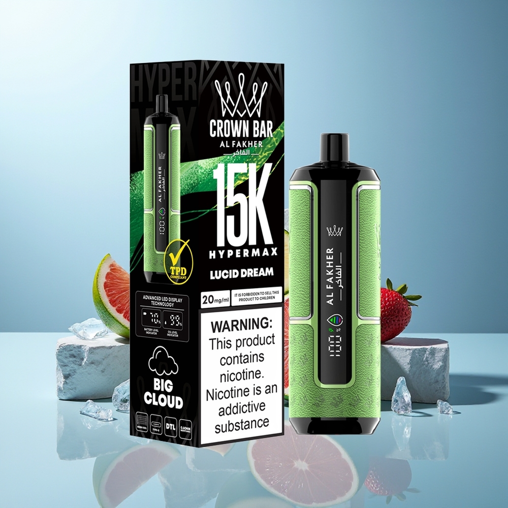 Al Fakher Crown Bar 15K Hypermax Enkratna Vape Kit Lucid Sanje