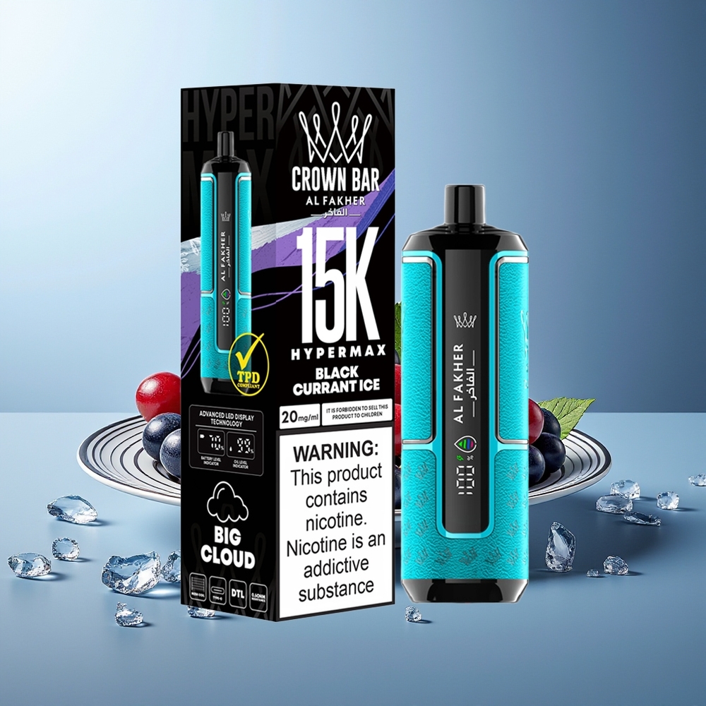 Al Fakher Crown Bar 15K Črni ribez Led Dispozabilni Vape Kit