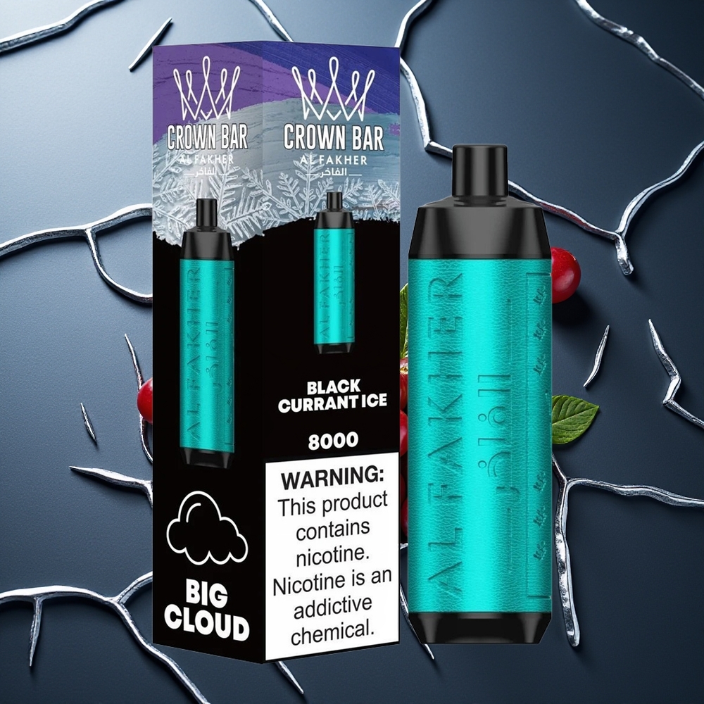 Al Fakher Crown Bar 8000 Kristalna Enkratna Vapa Črni Ribez Led 18ml