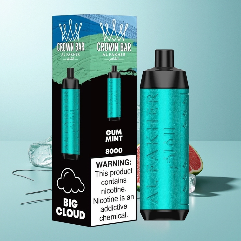 Al Fakher Crown Bar 8000 Kristalna Enkratna Vapa Žvečilna Meta 18ml