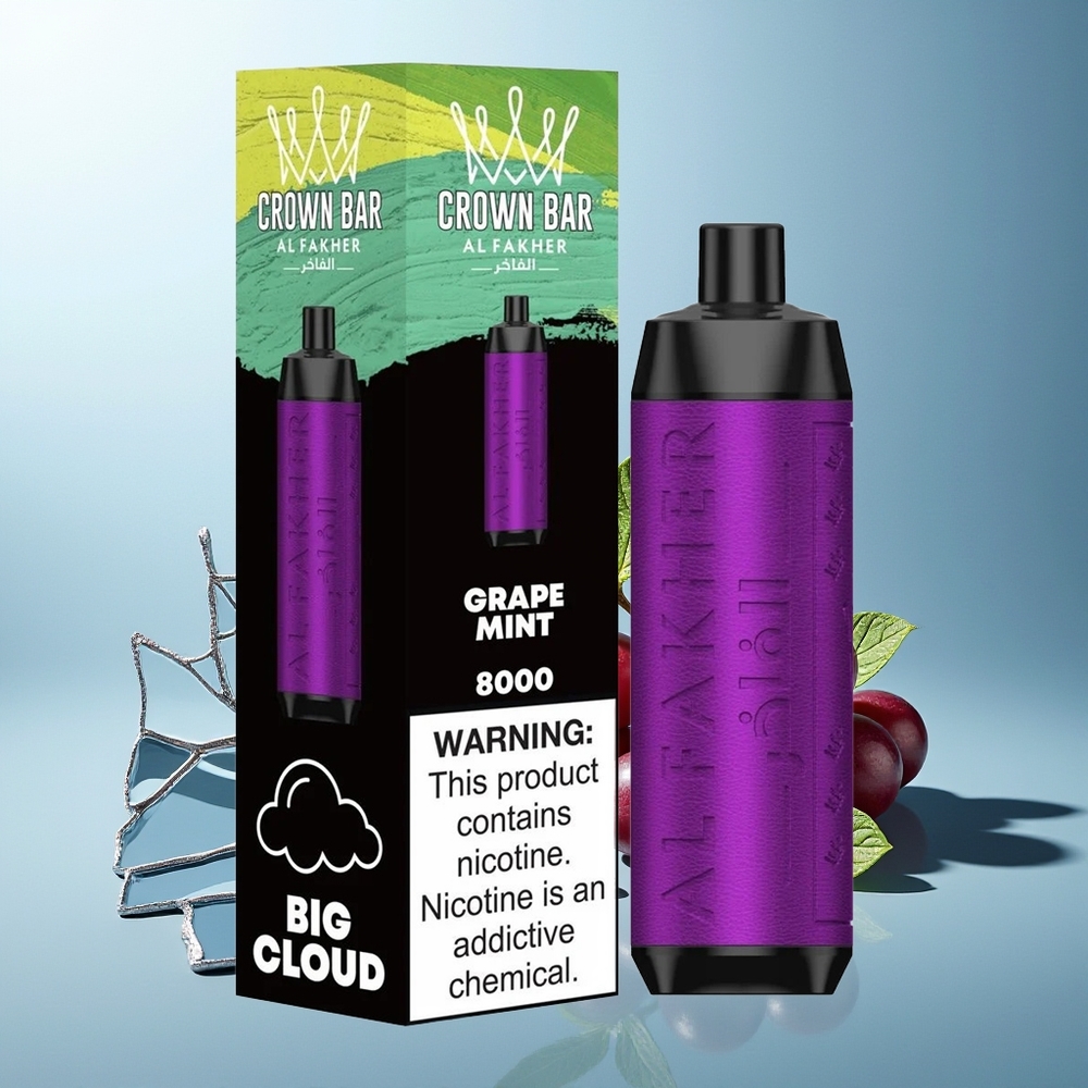 Al Fakher Crown Bar 8000 Kristalni Dispozabilni Vape Grozdje Meta