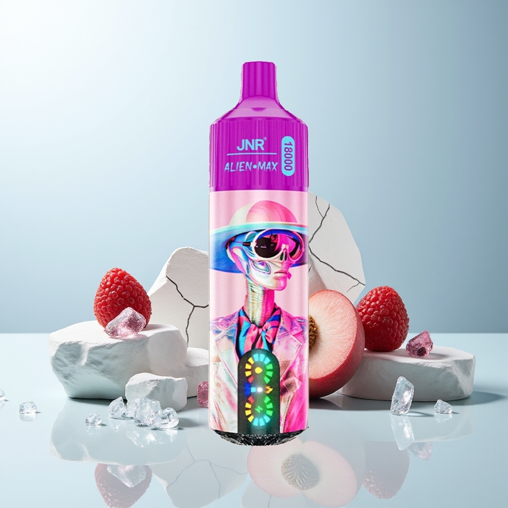 JNR Alien Max 18000 Puffs Dispozabilni Vape Beli Peach Razz z Dual Mesh Coil