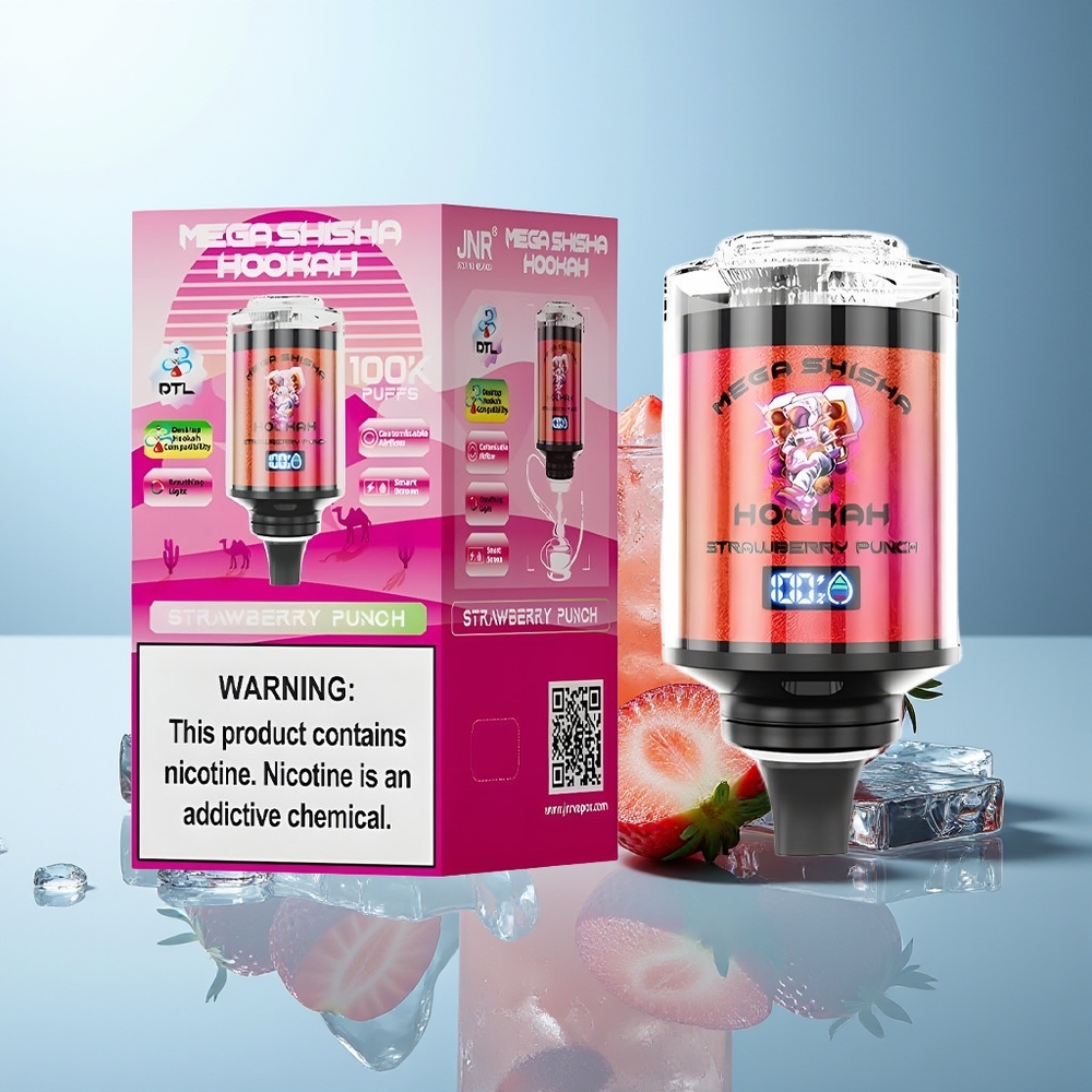 JNR Mega Shisha Hookah 100K Jagoda Punč Interaktivni Pametni Zaslon