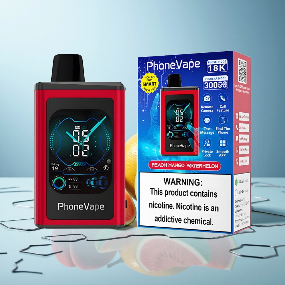 JNR PhoneVape 30000 pufov Enkratna Vape Breskeva Mango Lubenica App Controlled