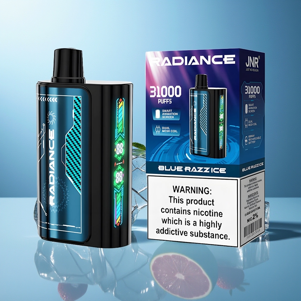JNR Radiance 31000 Puff Dispozabilni Vape Modra Malina Led Dual Mesh Coil