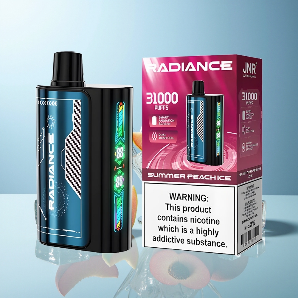 JNR Radiance 31000 Puff Poletna Breskev Led Dispozabilni Vape Dual Mesh Coil