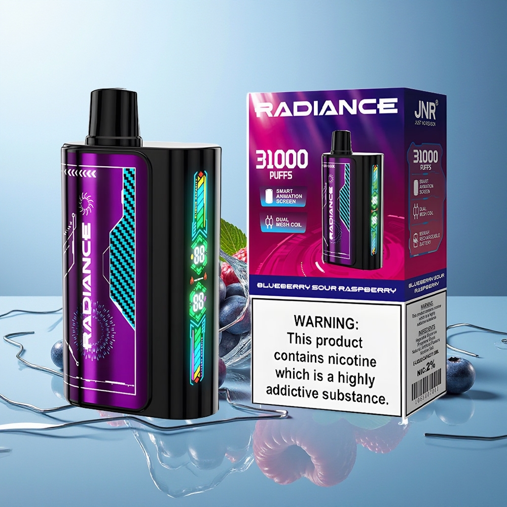 JNR Radiance 31000 Puffov Dispozabilni Vape Borovnica Kisla Malina Dual Mesh Coil