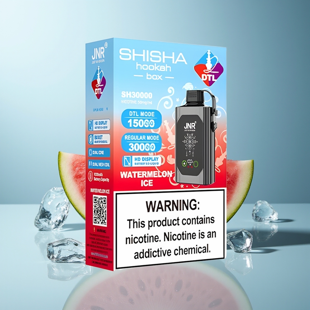 JNR Shisha Hookah Box 20500 Puffs Enkratna Vape Lubenica Led