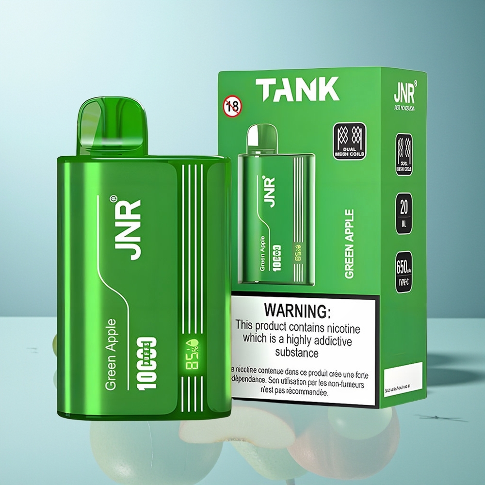 JNR Tank 10000 Puffov Zeleno Jabolko Breskeva Hruška Digitalni Prikaz