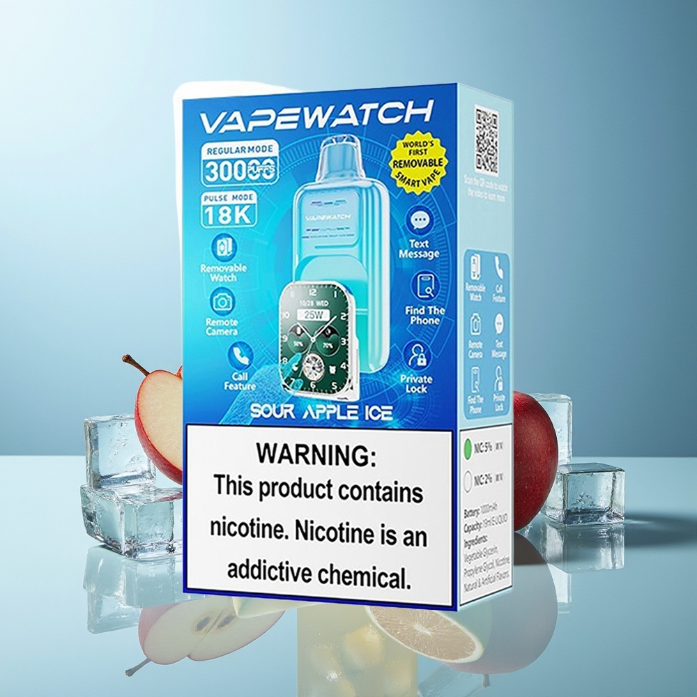 JNR VapeWatch 30000 Pufov Dispozabilni Vape Kislo Jabolko Led