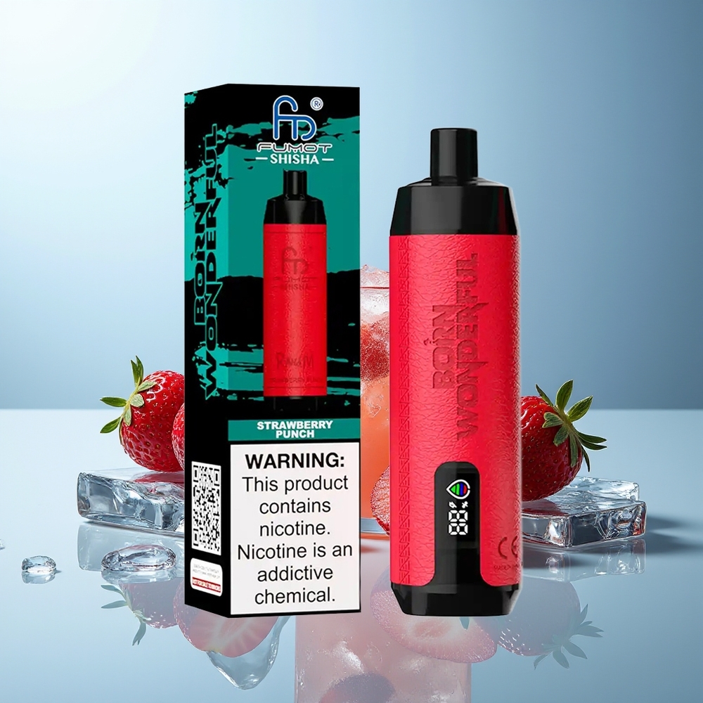 RandM Fumot Shisha 10000 Puff Jagoda Punch 18ml Prednapolnjena e-tekočina