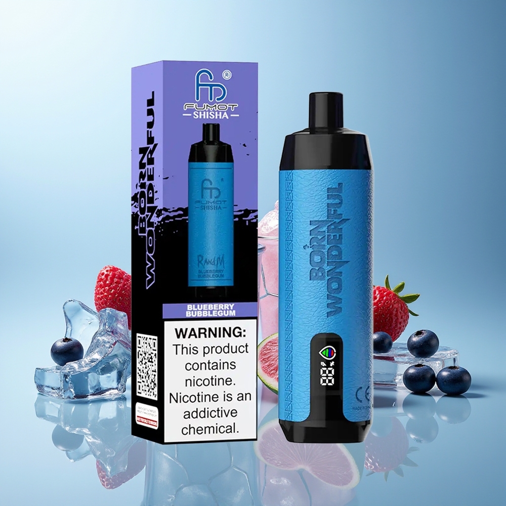 RandM Fumot Shisha 10000 Pufi Borovnica Bubblegum 05 Nikotina