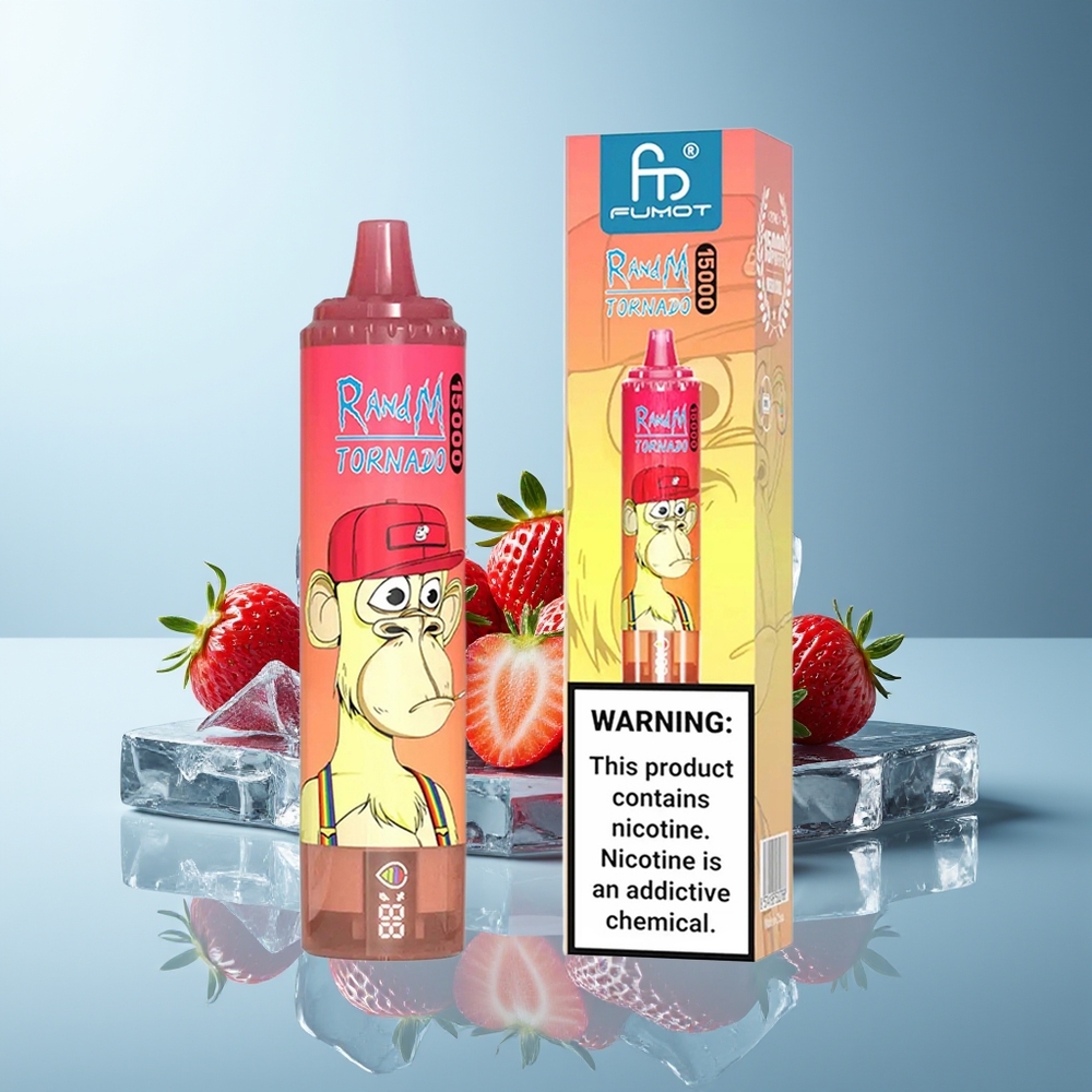 RandM Fumot Tornado 15000 Pofov Okus Jagoda Red Bull LCD
