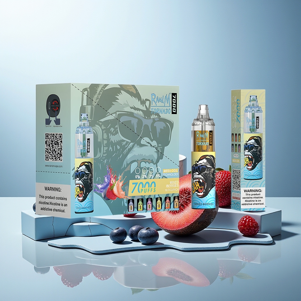 RandM Fumot Tornado 7000 Pih Mešane Jagode RGB Svetloba