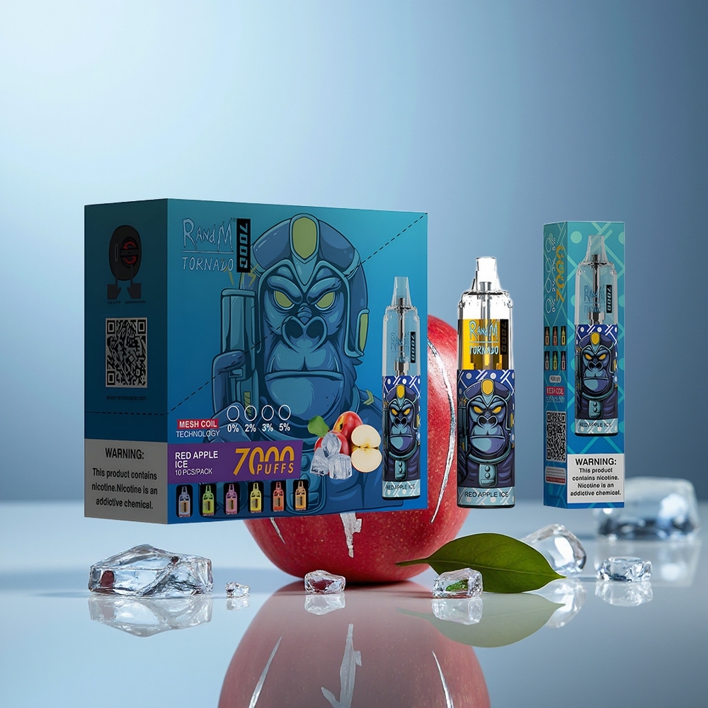 RandM Fumot Tornado 7000 Pih Rdeče Jabolko Led Dodatek Zraka