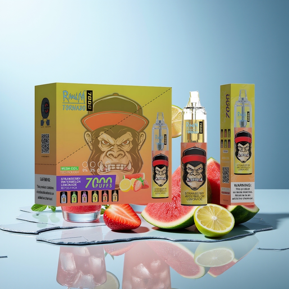 RandM Fumot Tornado 7000 Puffi Kombinacija Jagoda Lubenica Limonada Zrak-Nastavljiv