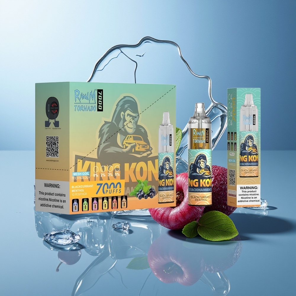 RandM Fumot Tornado 7000 Puffov Črni Ribez z Meto Mesh Coil