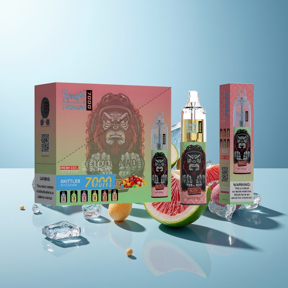 RandM Fumot Tornado 7000 Pufi Dispozabilna Vapa Skittles z RGB Lučjo