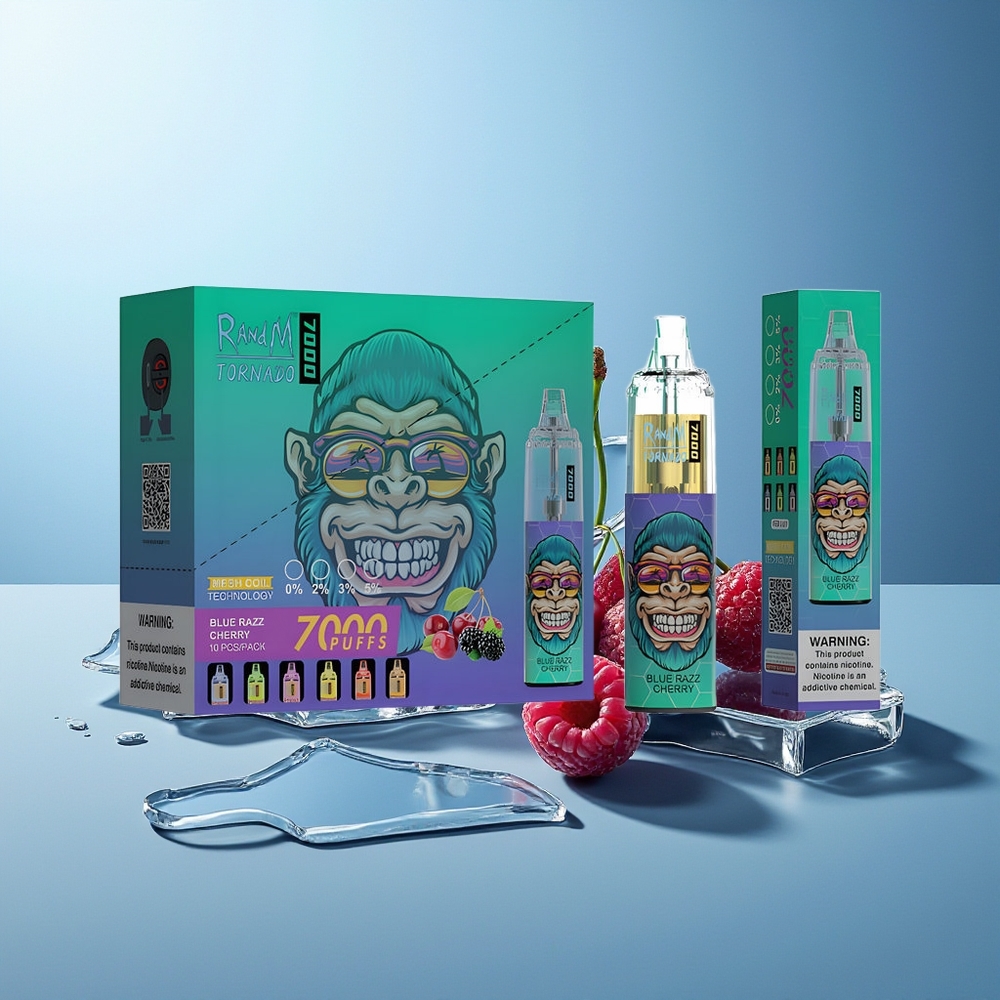 RandM Fumot Tornado 7000 Pufi Modra Malina Češnja 14 ML