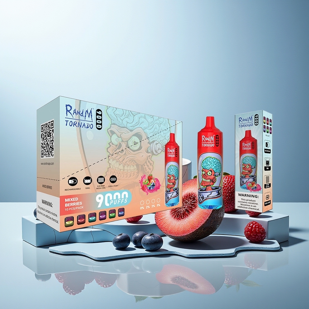 RandM Fumot Tornado 9000 Pih Mešane Jagode RGB Display