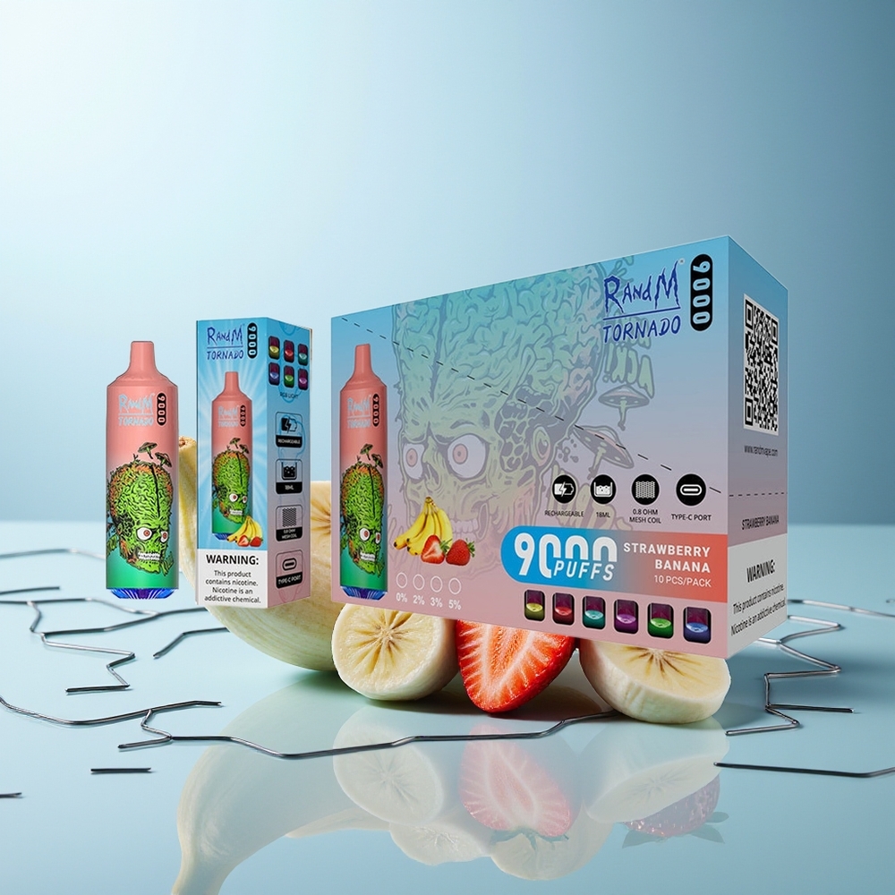 RandM Fumot Tornado 9000 Ponovljivk Jagoda Banana RGB Display