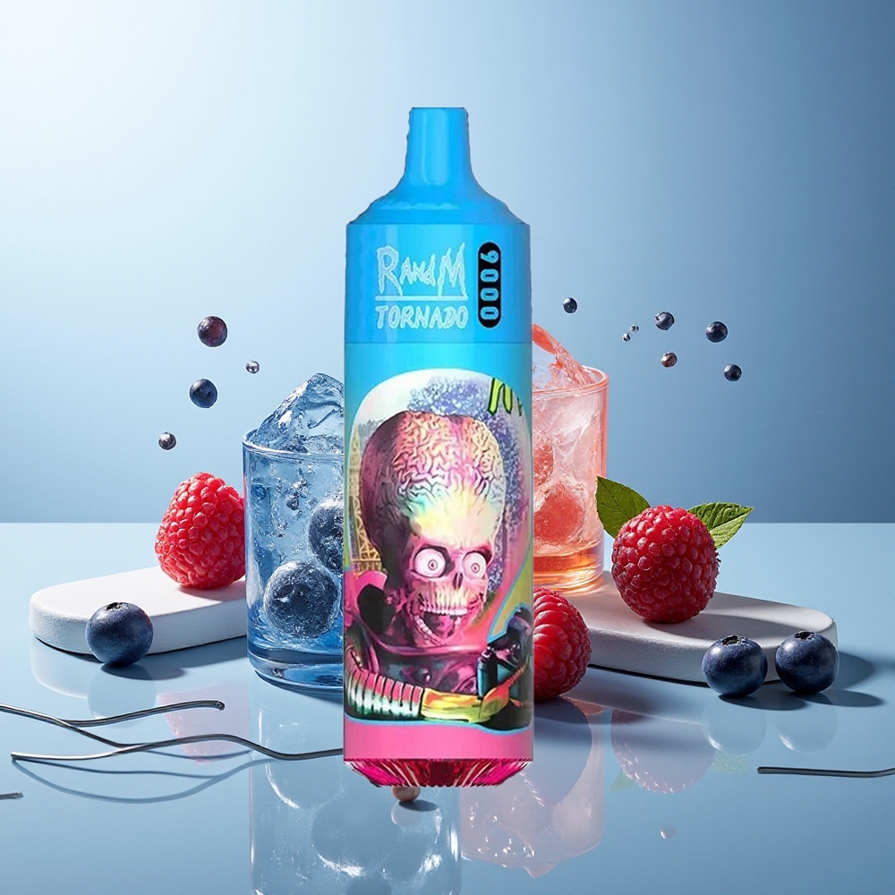 RandM Fumot Tornado 9000 Pufov Modra Borovnica Kisla Malina RGB Display