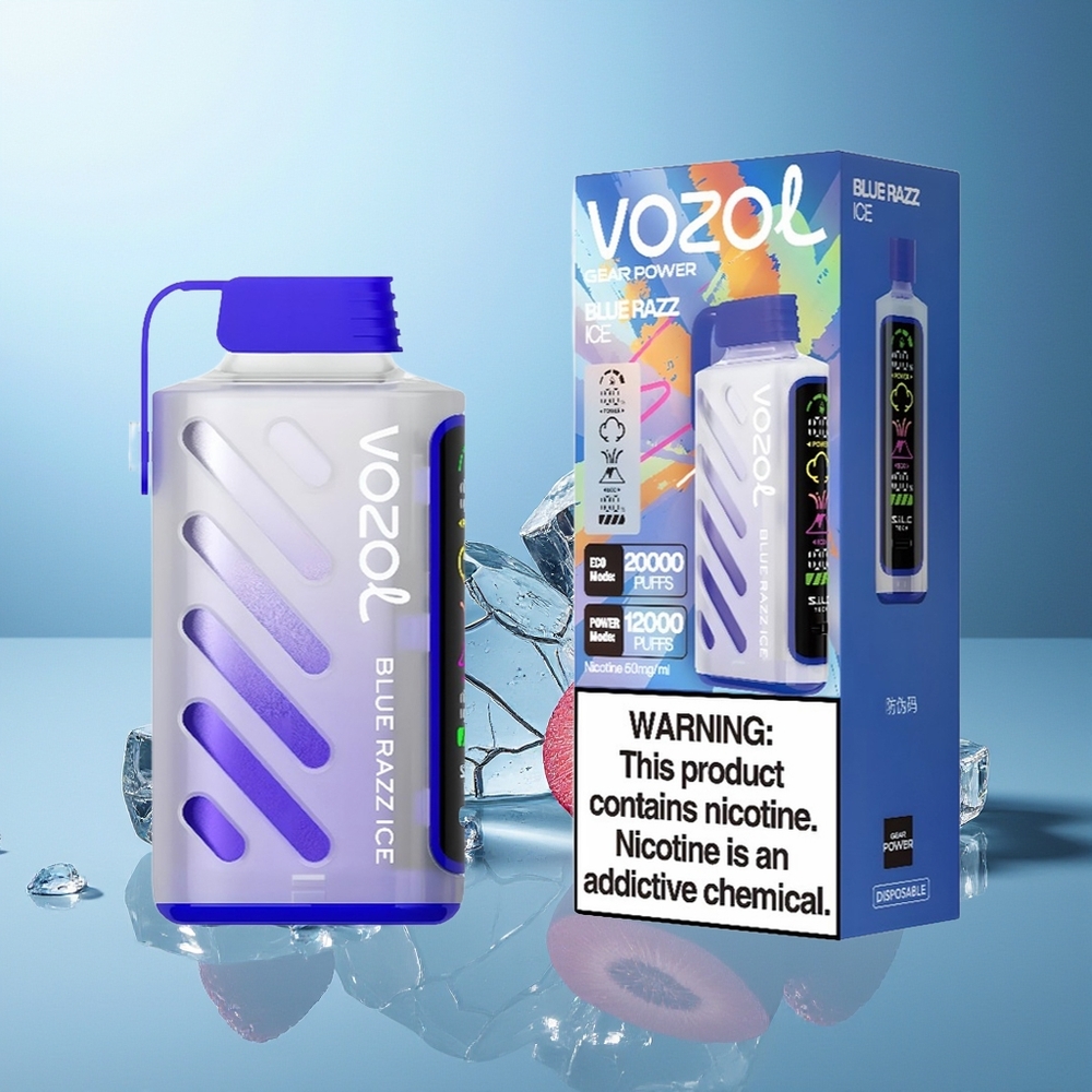 VOZOL Gear Power 20000 Pofov Dispozabilni Vape Modra Malina Led