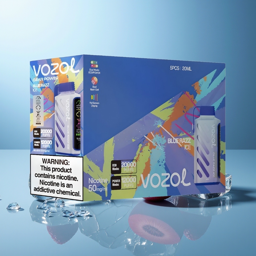 VOZOL Gear Power 20000 Pofov Dispozabilni Vape Modra Malina Led
