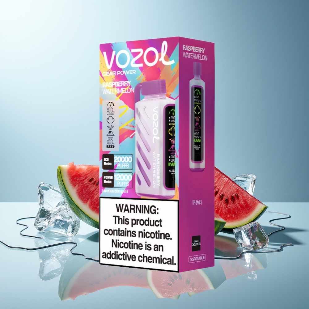 VOZOL Gear Power 20000 Pufov Dispozabilna Vapa Malina Lubenica Dual Mesh Coil