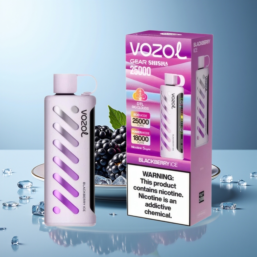 VOZOL Gear Shisha 25000 Pofov Črni Jagodični Led Dodatna Zmogljivost Baterije 1000mAh