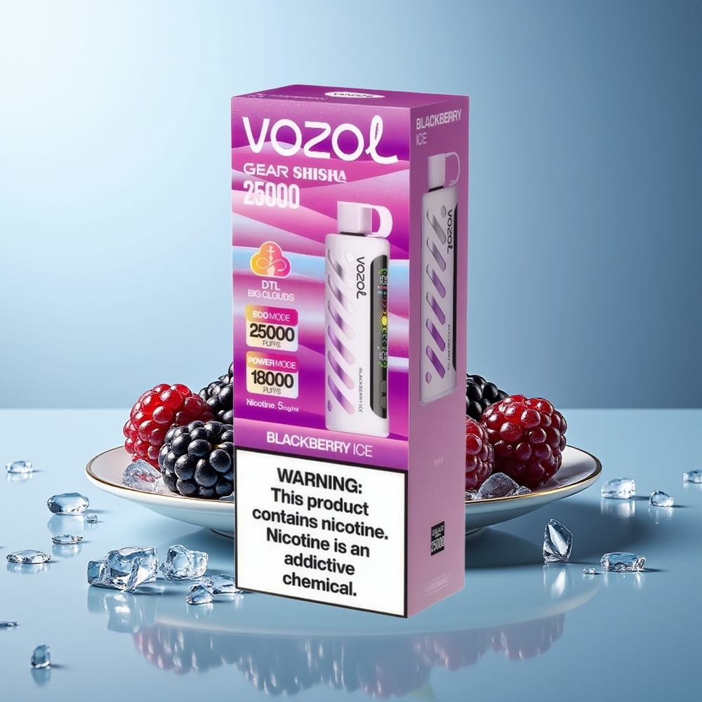 VOZOL Gear Shisha 25000 Pofov Črni Jagodični Led Dodatna Zmogljivost Baterije 1000mAh