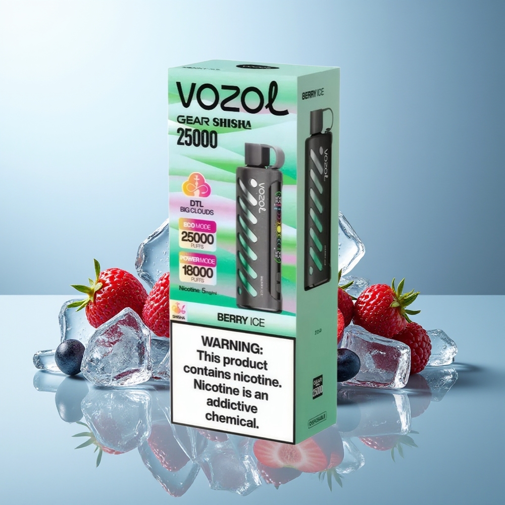 VOZOL Gear Shisha 25000 Puff Jagoda Led Dispozabilni Vape Dual Mesh