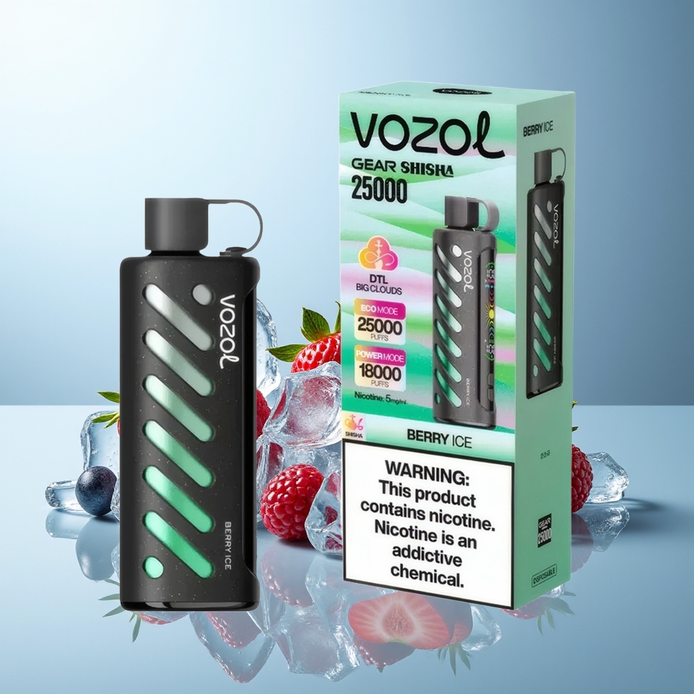 VOZOL Gear Shisha 25000 Puff Jagoda Led Dispozabilni Vape Dual Mesh