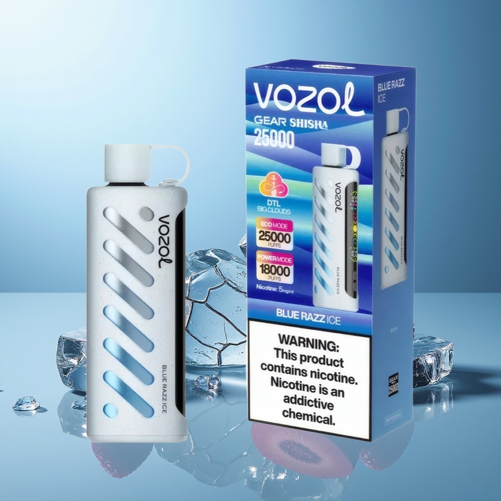 VOZOL Gear Shisha 25000 Puffov Modra Malina Led Dodatek SiLC Tech