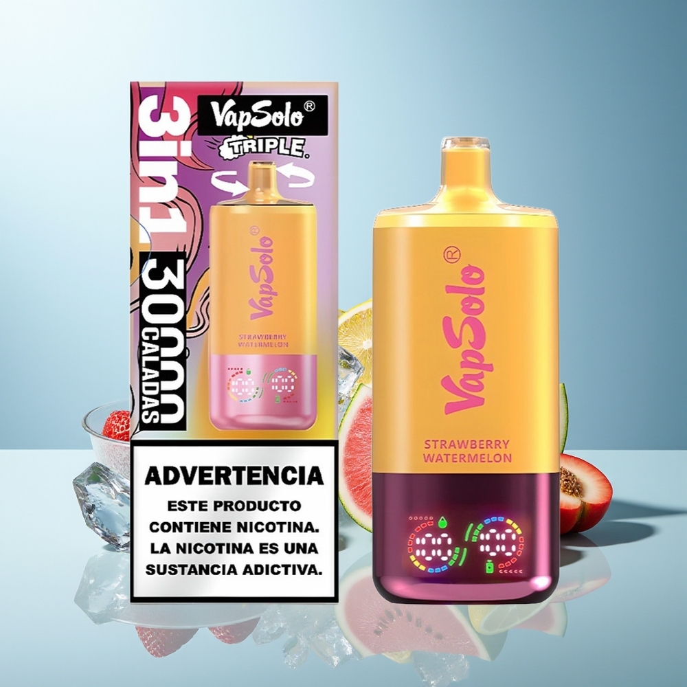 VapSolo Triple 30000 Pofov Jagoda Lubenica  Limska Breskev