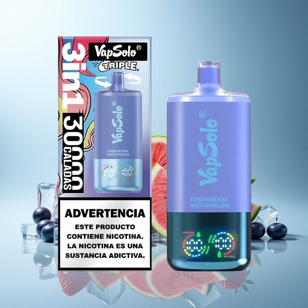 VapSolo Triple 30000 Puff Jagoda Lubenica  Borovnica Led