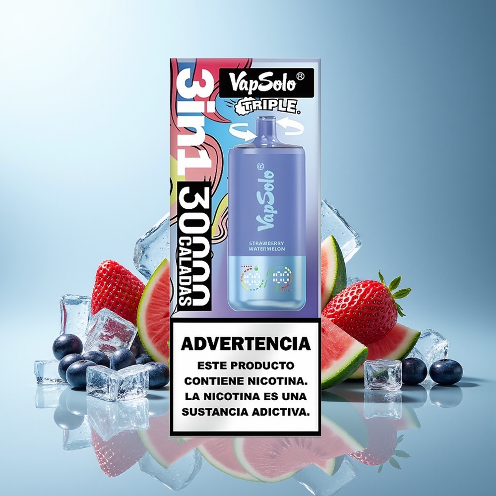 VapSolo Triple 30000 Puff Jagoda Lubenica  Borovnica Led
