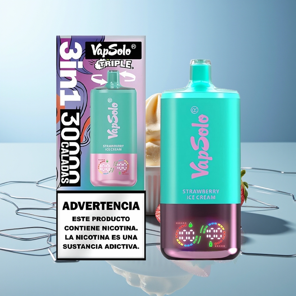VapSolo Triple 30000 Puff Jagodna Sladoledna Kombinacija Type-C