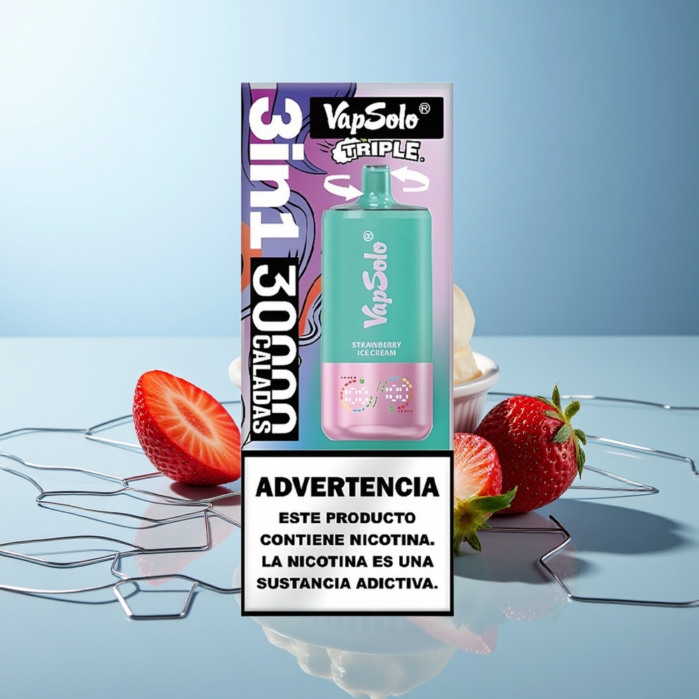 VapSolo Triple 30000 Puff Jagodna Sladoledna Kombinacija Type-C