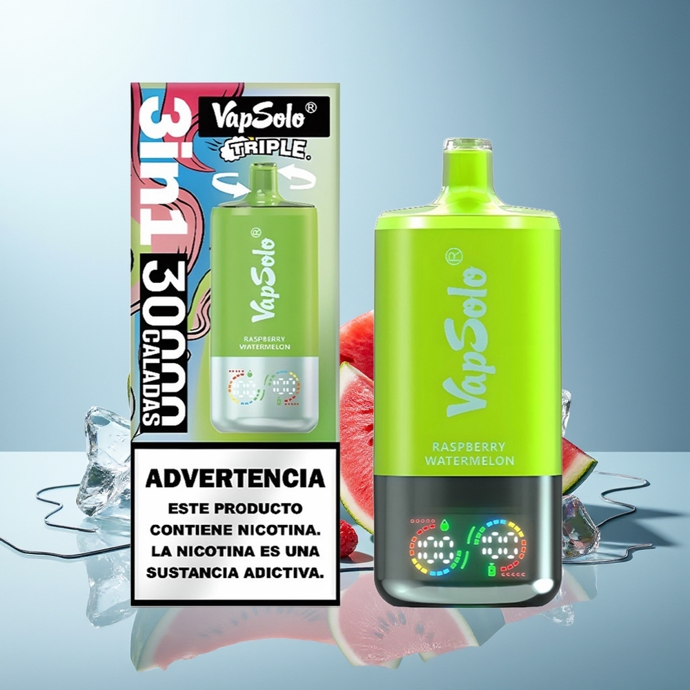 VapSolo Triple 30000 Puffov Malina Lubenica Tip-C