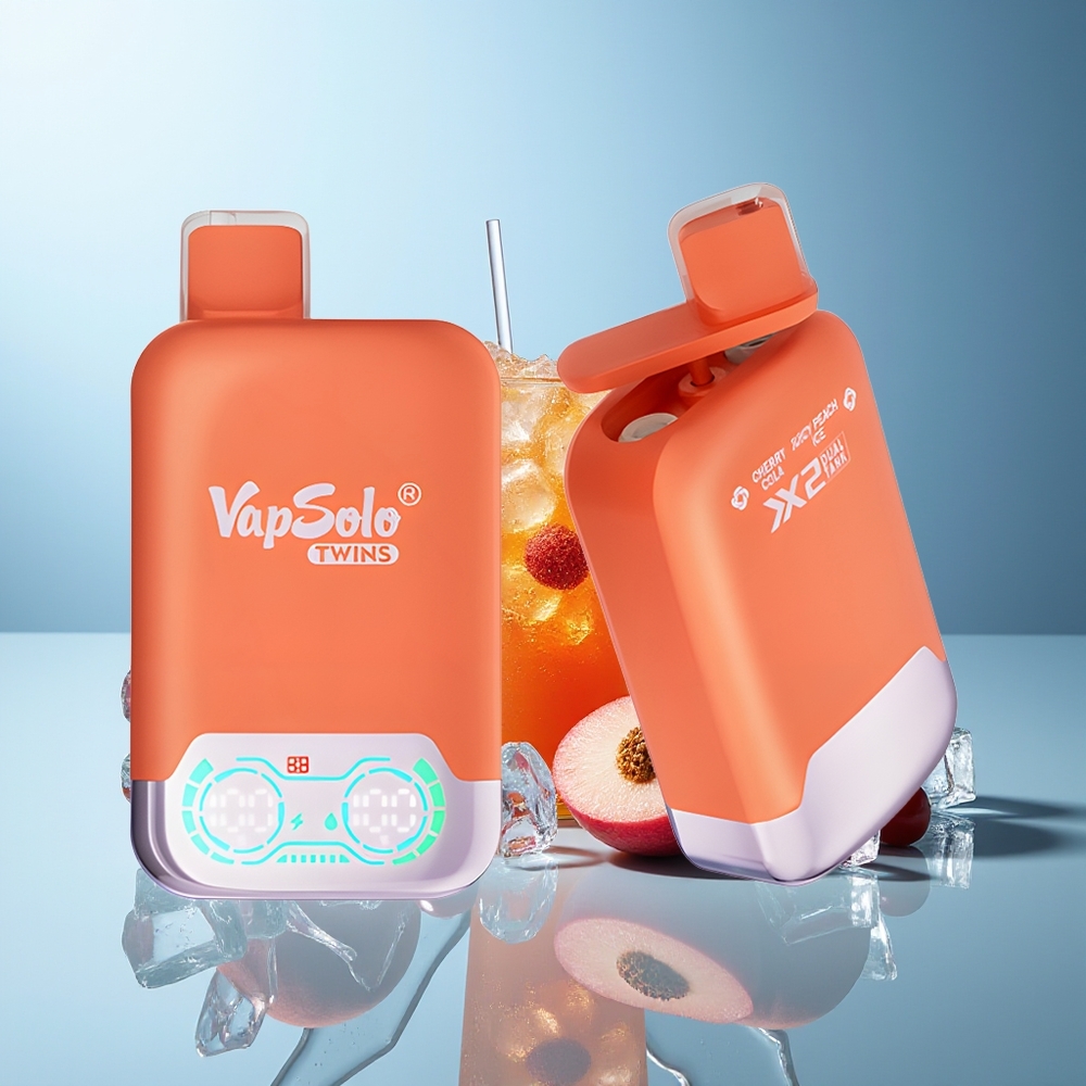 VapSolo Twins 20000 Pih Cherry Cola  Sočni Peach Ice 40 ml