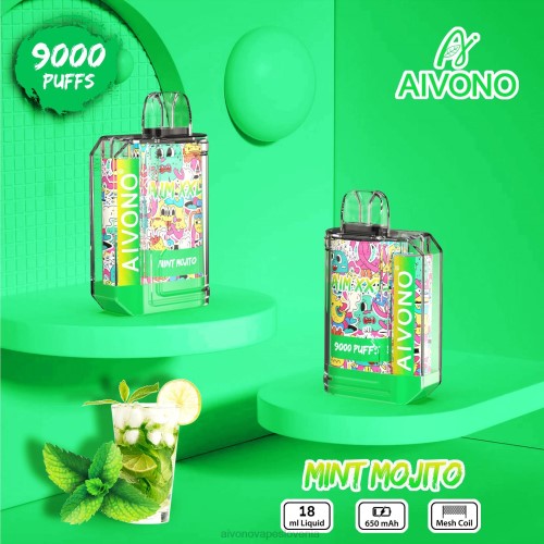 Aivono AIM XXL 9000 prozorna nalepka za usta metin mojito 4J4F55 - Aivono Vape Review Slovenia
