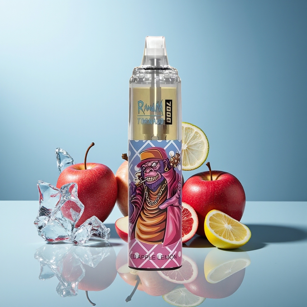 RandM Fumot Tornado 7000 Pufi Rdeča Jabolka Limona Mesh Coil