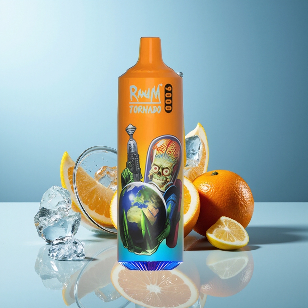 RandM Fumot Tornado 9000 Pihala Oranžna Soda RGB Display