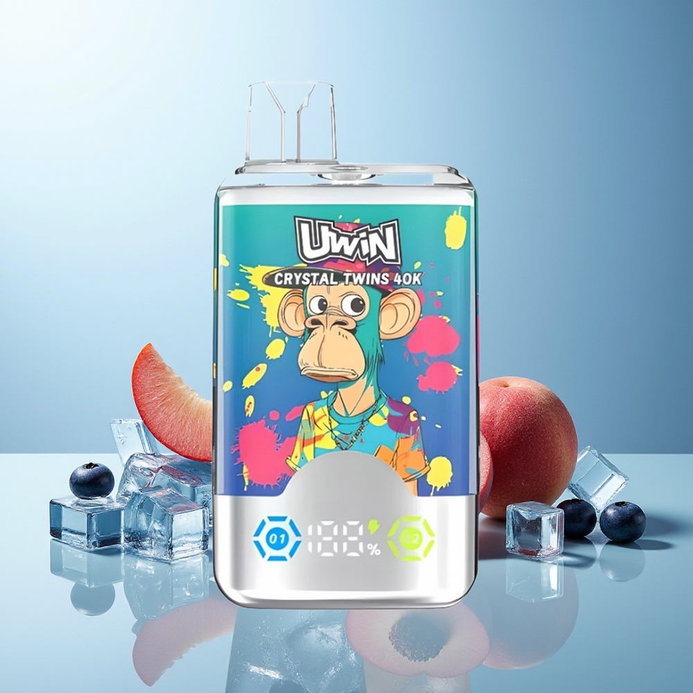 UWIN Crystal Twins 40000 Puffov Dve Različni Okusi v Eni Napravi Borovnica na Ledu Poletna Breskev na Ledu