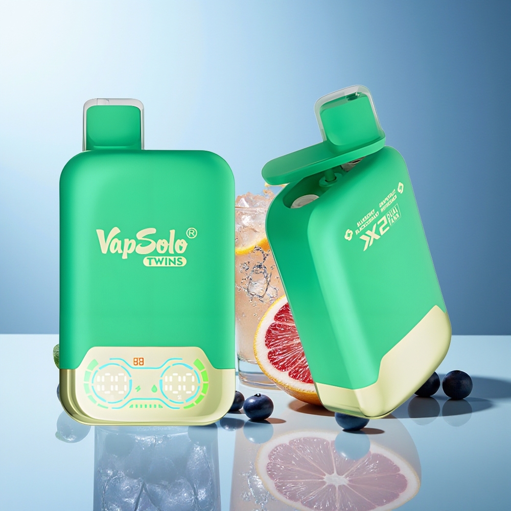 VapSolo Twins 20000 Puffov Borovnica Ribez in Grenivka Osvežilnik
