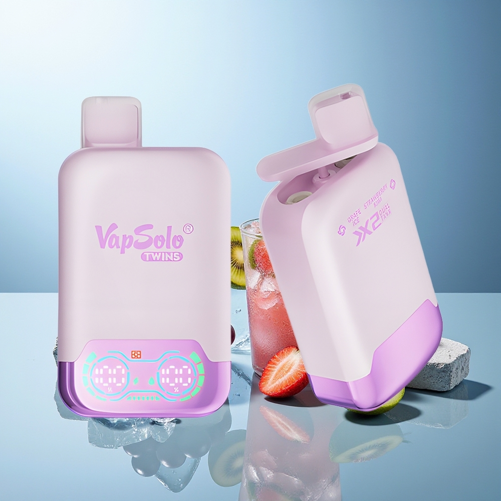 VapSolo Twins 20000 Puffova Dvojna Sladoled Grozdje & Jagoda Kivi